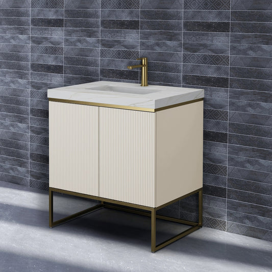 Whittlesey Off White Fluted Vanity With Porcelain Top - 800mm