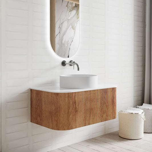 Amalfi  Solid Wood Fluted Vanity With/ Without LED Mirror - 750mm