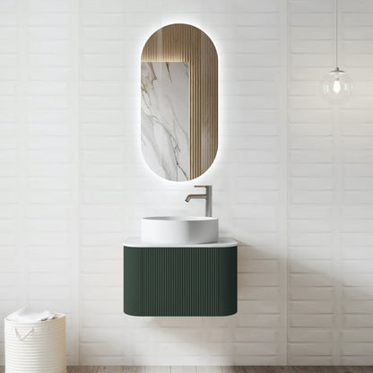 Amalfi Solid Wood Fluted Dark Green Vanity - 750 | 900mm