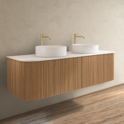 Amalfi Fluted Wood Double Bathroom Vanity - 1400mm