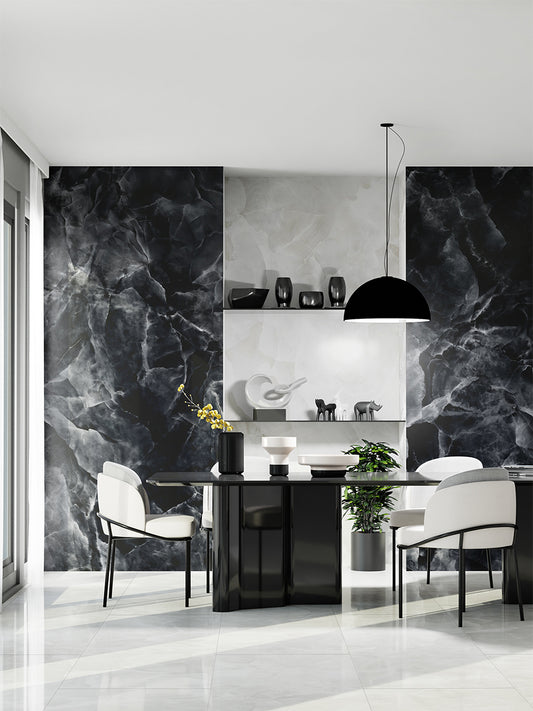 Nero Onyx Polished Porcelain Tile - 1200x600mm