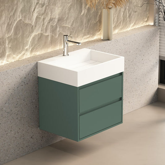 Petre Green Vanity With Stone Resin Basin - 600mm