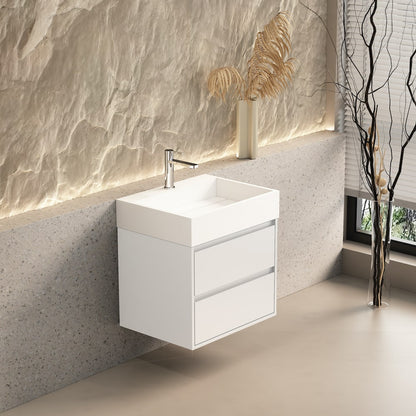 Petre Matt White Vanity With Stone Resin Basin - 600mm