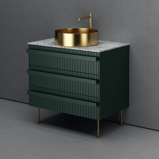 Riley Floor-standing Fluted Vanity With Gold Basin - 800mm