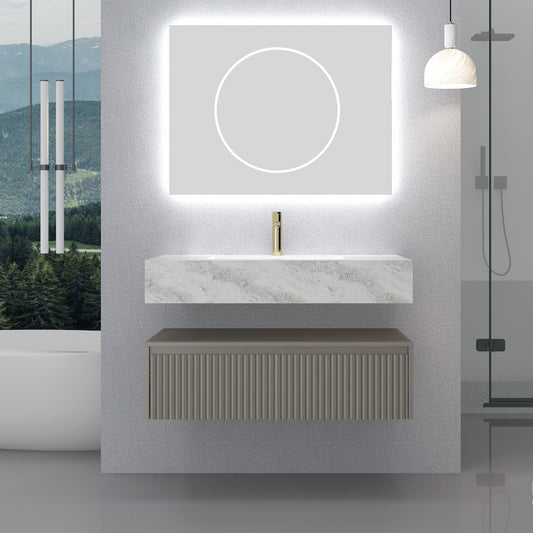 Sage Glacier Porcelain Floating Vanity With Soft Touch Drawer - 800mm / 1000mm