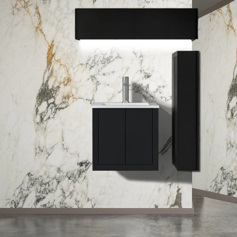 Fortorro Matt Black Cloakroom Vanity - 400mm