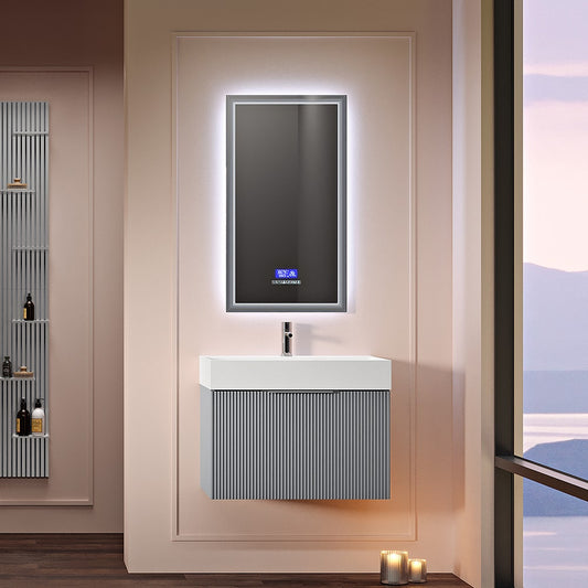 Acer Italian Vanity Unit With Stone Basin & Smart Mirror (MATT GREY 700MM)