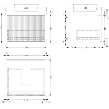 Drayton Solid Wood Fluted Vanity With/Without Mirror - 400mm / 600mm / 800mm