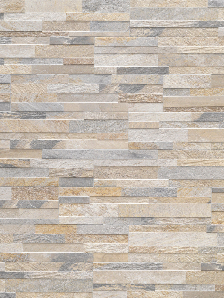 Beige Slate Split Face Effect Porcelain Wall Tile - 150x610mm